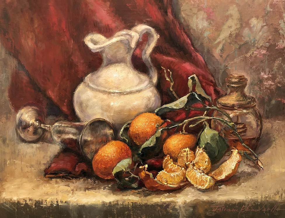 Tangerines and Jar of Honey by Tatiana Rhinevault - Click for Details